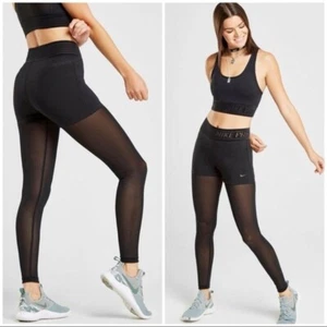 Nike Pro Legging Deluxe Training Tight 932153 Womens Extra Small Blue Mesh Short - Picture 1 of 11