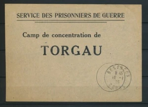 1945 seltenes Etikett Konzentrationslager Torgau + CAD Besançon P4487 - Bild 1 von 1