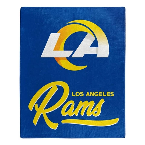 NFL Los Angeles Rams Royal Plush Raschel Throw Blanket Signature Design 50x60 Cover