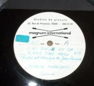  RARE ACEATATE JEANE MANSON - J'AI DEJA VU CA DANS TES YEUX - MA PAUVRE MUSIQUE - Picture 1 of 2