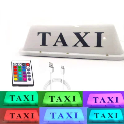 3pcs Taxi Cab Top Roof Remote Change Illuminated Topper Rechargeable 7-Colors - Image 1 of 4