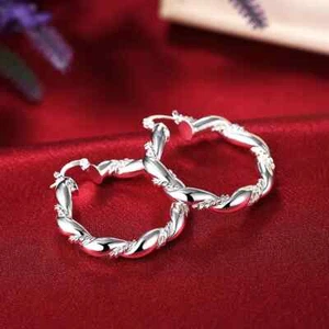 Offerta speciale orecchini argento sterling 925 da donna bigiotteria moda oro 18 carati - Foto 1 di 24