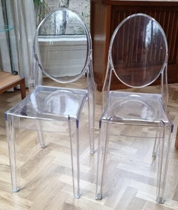 set of 2 philippe starck victoria ghost chairs replica (clear) - Picture 1 of 1