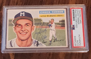 Chuck Tanner Signed 1956 Topps Baseball PSA Milwaukee, Pittsburgh Pirates 1979