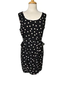 NWT DARLING Wispy Black Beige Polka Dot Sleeveless Dress Front Flounce Size XL - Picture 1 of 10