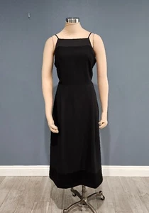 BANANA REPUBIC Black Square Neck Midi A-Line Dress 10 Tall - Picture 1 of 10