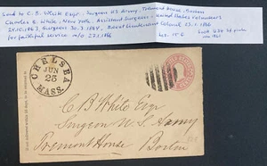 1863 Chelsea MA USA Stationery Cover To CB White Assistant Surgeon US Army Bosto - Picture 1 of 3