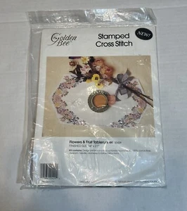 Golden Bee Stamped Cross Stitch Kit Flowers Fruit 14" x 27" Tablerunner 20429 - Picture 1 of 4