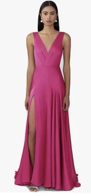 NUEVO CON ETIQUETAS NUEVO Fame and Partners Escala Rosa Vestido Largo VESTIDO MAXI Tren Fluido Mujeres 4 S Foto 1 de 4