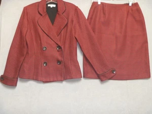 Dressbarn Skirt Suit Womens Size 8Red Black Vintage Office Career - Picture 1 of 12