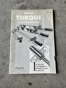 Sturtevant Engine Torque Specifications Booklet 1960 - Imagen 1 de 3