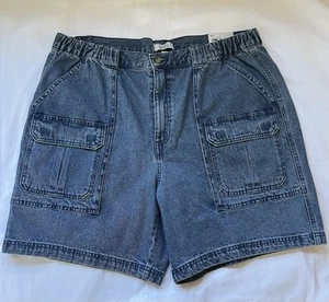 Croft & Barrow Side Elastic Cargo Shorts Mens 38 Blue Denim Hiking Outdoors NWT - Picture 1 of 8
