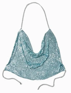 Women's Claires Blue Chainmail Tank Top One Size NWT - Picture 1 of 8