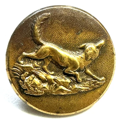 Vintage Antique Metal Picture Button POINTER HUNTING DOG French Paris - Image 1 of 4