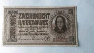 1x 200 Karbowanez, Rowno,1942, Papiergeld,Banknote,Geldschein, Fast Kassenfrisch - Bild 1 von 2