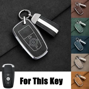Suede Leather Zinc Alloy Car Key Fob Case Cover For Lincoln MKC MKZ Continental - Picture 1 of 18