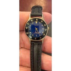 Women's 25mm Gold Tone Guess Watch, 1993, Black Bezel - Picture 1 of 3
