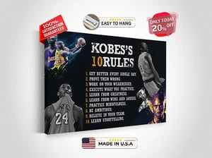 KOBE BRYANT Basketball Legend Rules Art Poster Boyfriend Gift Framed Canvas - Picture 1 of 12