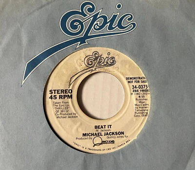 MICHAEL JACKSON Beat It EPIC 34-03759 промо 1982 NM-классический! FUNK/POP/SOUL 7» - Изображение 1 из 2