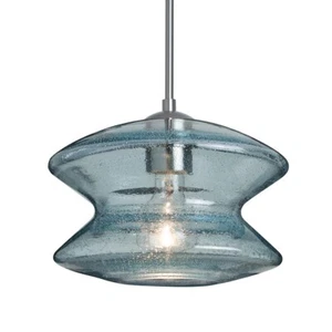 Besa Lighting Zen 1 Light Cord Pendant, Satin Nickel/Blue - 1JT-ZENBL-SN - Picture 1 of 1