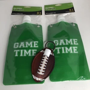 Super Bowl Spielzeit Flachmann 8 Unzen Heckklappe Grün Neu in Verpackung Lippenbalsam Halter Fußball Neu - Bild 1 von 12