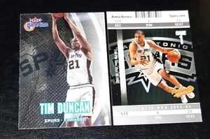 TIM DUNCAN FLEER GAME TIME & AUTHENTIX YOU GET BOTH CARDS! SPURS HOF - Picture 1 of 2