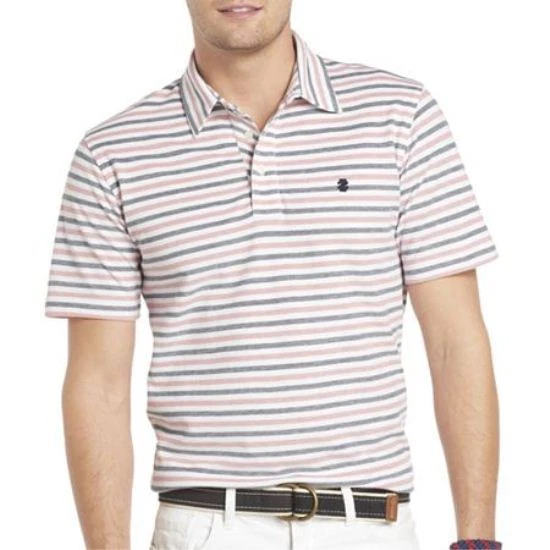 IZOD Feeder-Stripe Oxford Polo Faded Rose Sizes L, XL New Msrp $45.00 - Image 1 of 1