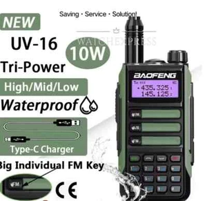 BAOFENG UV 16 WALKIE TALKIE PROFESSIONALE RICETRASMITTENTE RADIO DUAL BAND 2025 - Foto 1 di 15
