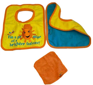 NEW*NORWEX*2~BABY BIBS*YELLOW Sunshine+ORANGE Washcloth*Microfiber*PULL OVER*SET - Picture 1 of 6