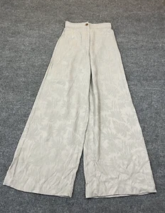 Wide Leg Sailor Resort Coastal Minimalist Boho Beach Romantic Pants XS Leaf Palm - Picture 1 of 15