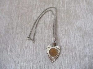 Vintage 1909 Indian Head Penny Necklace Metal Arrowhead Setting - Picture 1 of 10