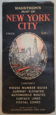 Hagstrom's MAP of NEW YORK CITY  1947  el street cars house numbers streets etc - Image 1 of 4