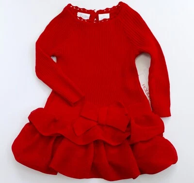 Koala Kids Long Sleeve Ribbed Drop Waist Sweater Dress Size 6M Red Holiday - Image 1 of 4