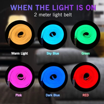 LED Neon Rope Light Flexible Led Strip Lights IP65 Waterproof 1-2M 6 Colors - Image 1 of 4