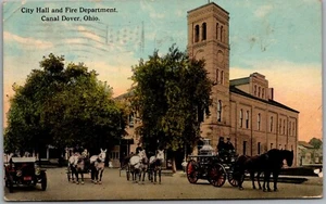 Postcard City Hall & Fire Department; Canal Dover, Ohio 1912 Hf - Picture 1 of 4
