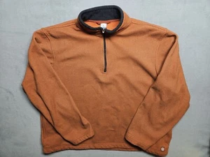 Mens XXL Old Navy Orange Fleece Pullover 1/4 Zip Side Pockets EUC-A3614 - Picture 1 of 9