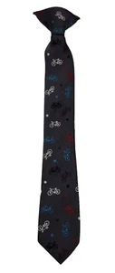 Boys Clip On Tie Bicycles Blue Unique 11"x2" EUC - Picture 1 of 9