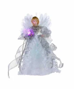 White and Silver Angel LED Light-Up Christmas 12" Tree Topper NEW UL1984 - Picture 1 of 8