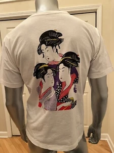 Camicia vintage anni '80 arte giapponese ukiyo-e arte giapponese a punto singolo taglia large - Foto 1 di 8