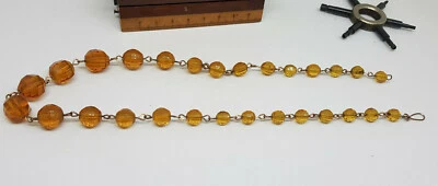 ANTIQUE AMBER GLASS BEADS NECKLACE - Image 1 of 4