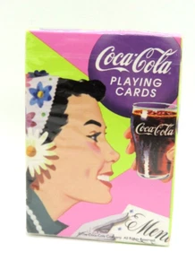 Vintage Coca Cola Bicycle Playing Cards Lady Flowers Retro Colors Sealed - Picture 1 of 3