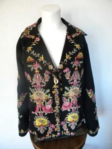 Hopeless Romantic Natalya Embroidered Jacket Blazer XL Black Floral Multicolor - Picture 1 of 5