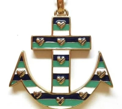 Betsey Johnson Enorme Collar Ancla Liga Hiedra Arco Náutico Corazón Cinta Hebilla Foto 1 de 4