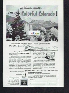 BURLINGTON ROUTE DENVER ZEPHYRS 1954 BUNTES COLORADO FÜR URLAUB ABWECHSLUNGSANZEIGE - Bild 1 von 1