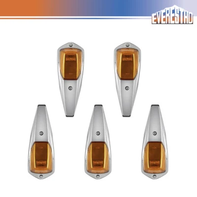 Lámpara marcadora delantera ámbar LED cromada 12 V 5 piezas apta para cabina de camión Kenworth Foto 1 de 4