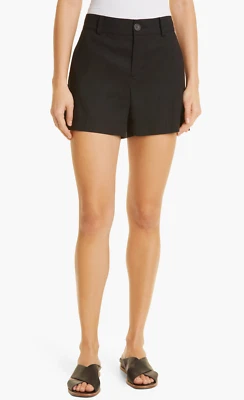 Shorts feminino Vince L4102 preto casual mistura de linho tamanho 4 - Imagem 1 de 4
