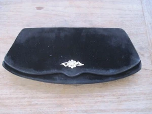 Vtg. Black Velvet? Evening Clutch Purse with Brooch Like Design on Closure Snap - Picture 1 of 6