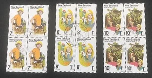 New Zealand 1976 Health "Pony, Calf & Thrush" 3 x Blocks of 4, CTO - Picture 1 of 1