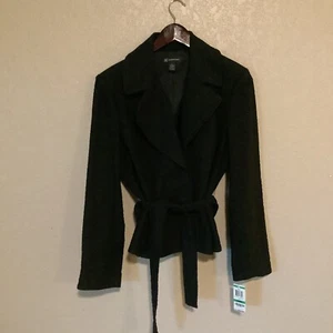 INC International Concepts Blazer Damen L schwarz Gürtel Struktur Crop Leinen Jacke - Bild 1 von 15