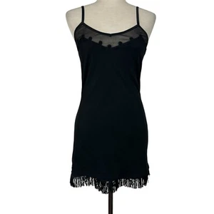 Vintage Y2K Dress Misope Women Small Black Fringe Sheer Indie Sleaze Whimsigoth - Picture 1 of 10